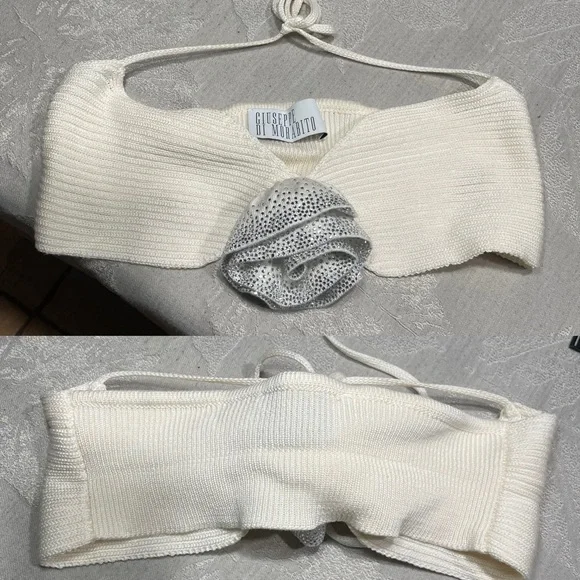 GIUSEPPE DI MORABITO | Side Cut-out Midi Skirt and Bralette in Milk White - Picture 3 of 11